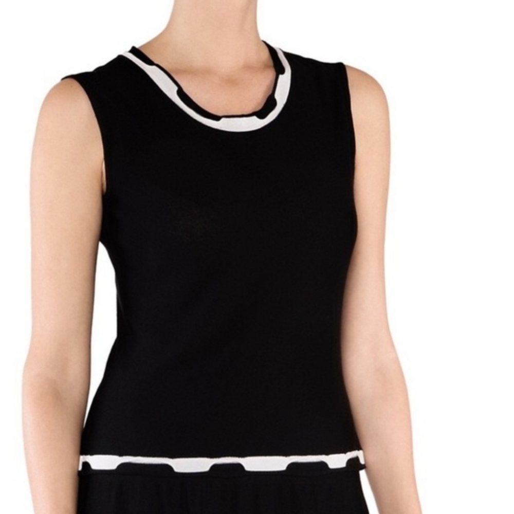 NWT$385 Stizzoli Contrast Trim Sleeveless Blouse Dress Top Sz 54 (16-18), XXL